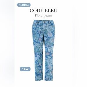 Code Bleu Blue Floral Straight-Leg Jeans